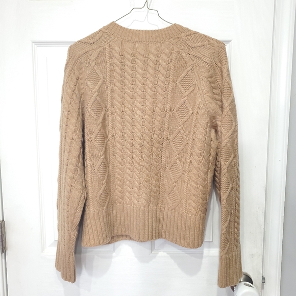 J. Crew Women's Tan Cable Knit Cardigan Size Medium - Picture 2 of 16